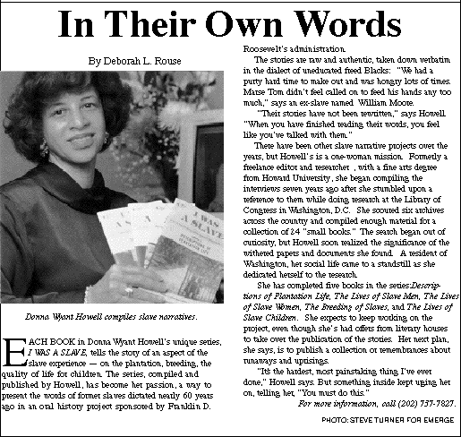 Newspaper Article about Donna Wyant Howell